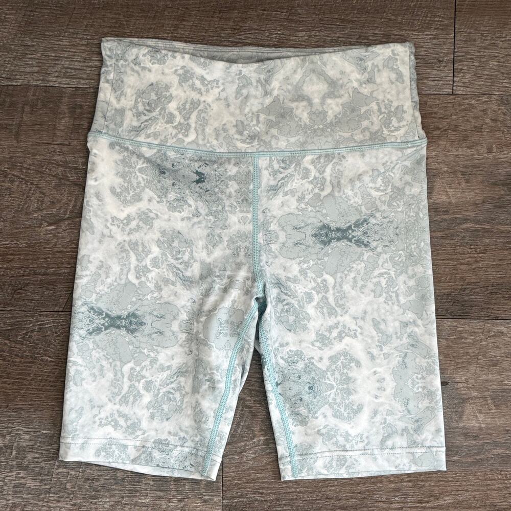 Fila Marble Print Mint Green High Rise Athletic Activewear Biker Shorts Small